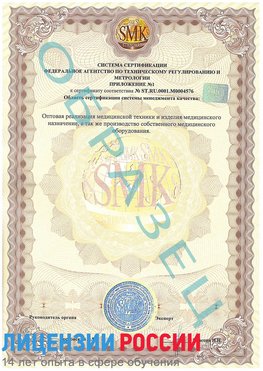 Образец сертификата соответствия (приложение) Лучегорск Сертификат ISO 13485